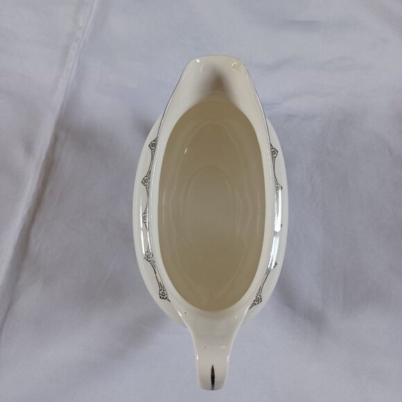 Vintage Homer Laughlin Gravy Boat Eggshell Nautilus O51N5 Floral Needlepoint USA - Picture 2 of 11